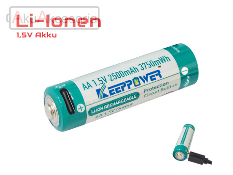 Keeppower 14500 AA - 1,5V Li-ion z portem ładowania USB-C 3750mWh (ok. 2500mAh)